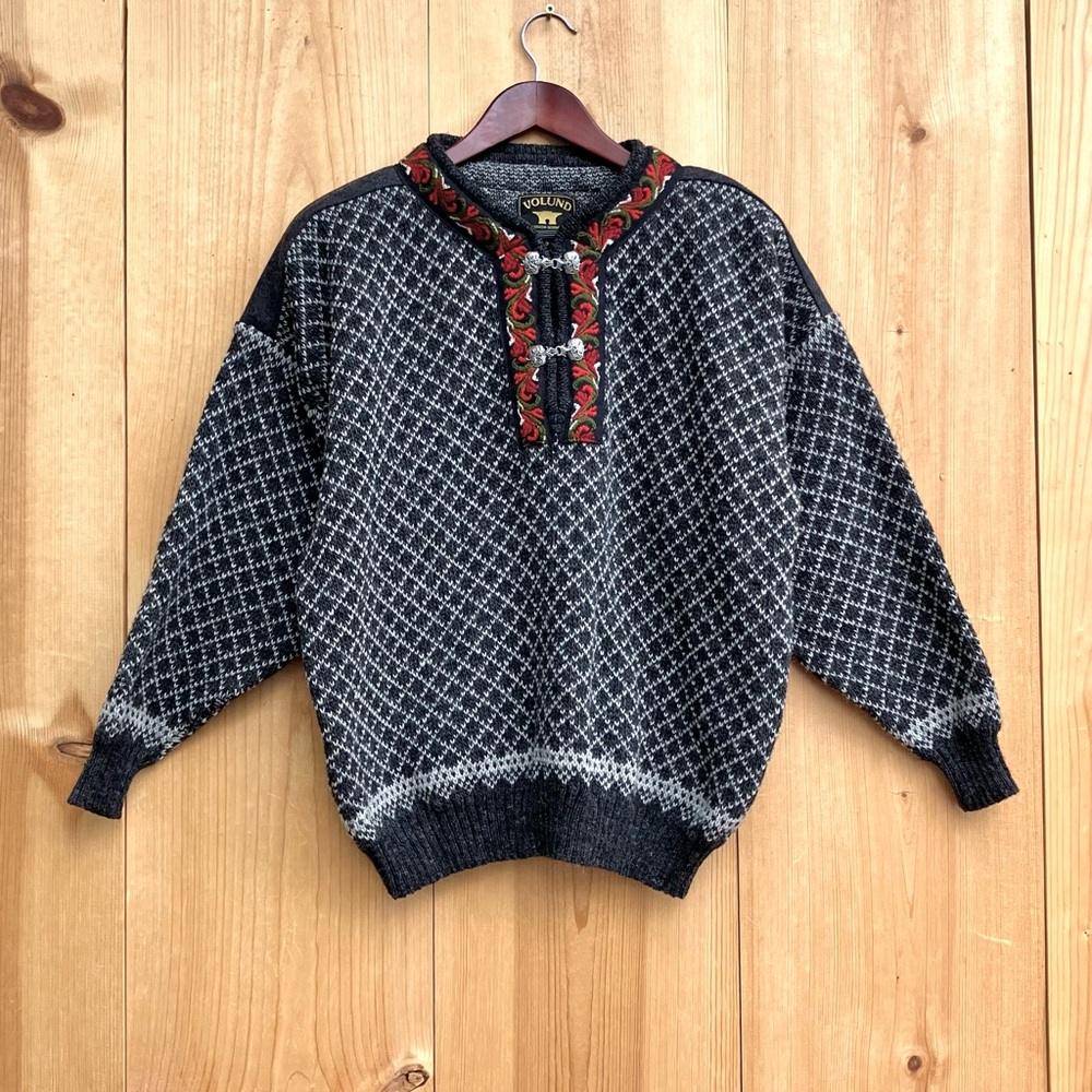 Volund Norway Wool Sweater Elbow Patches Sz Small
